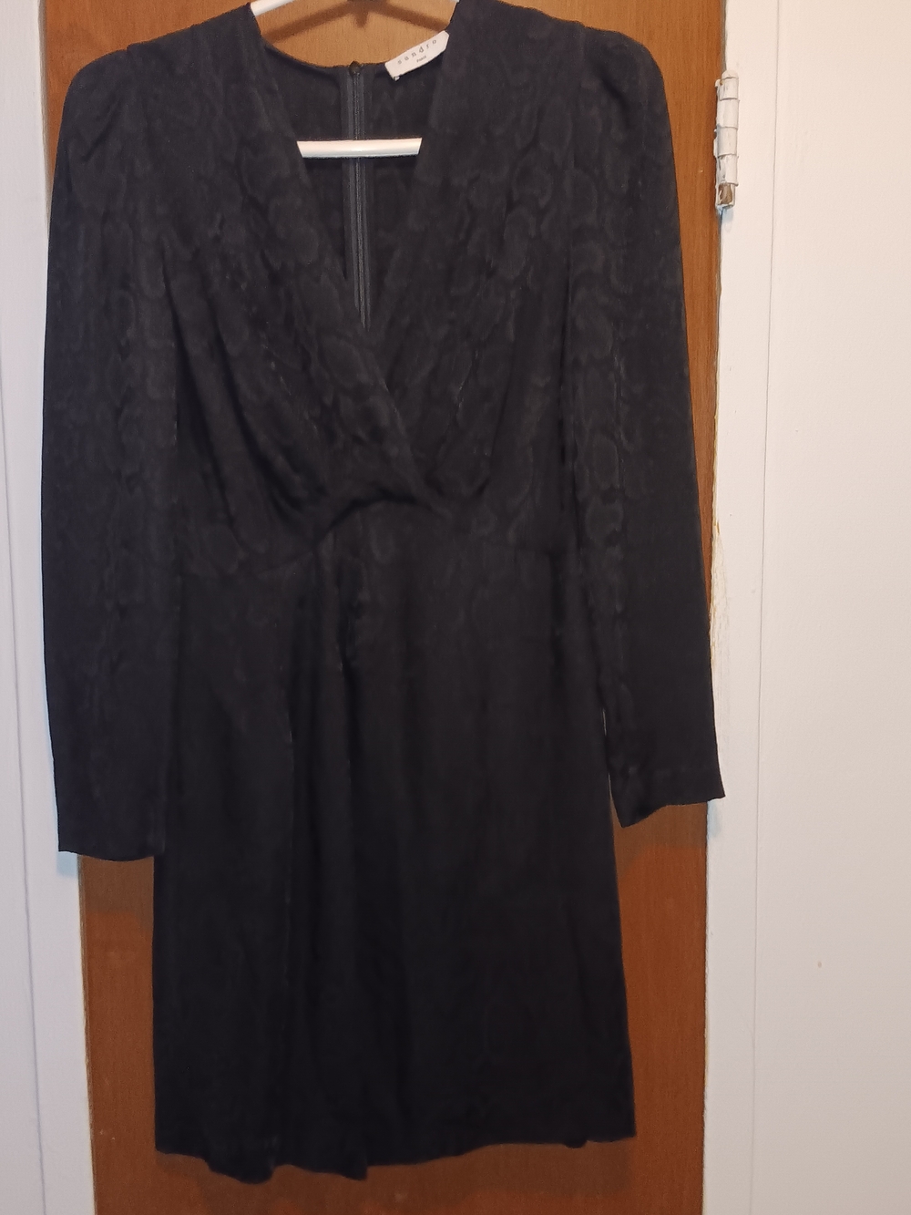 Sandro Paris Black Long-Sleeve V-Neck Short Dress